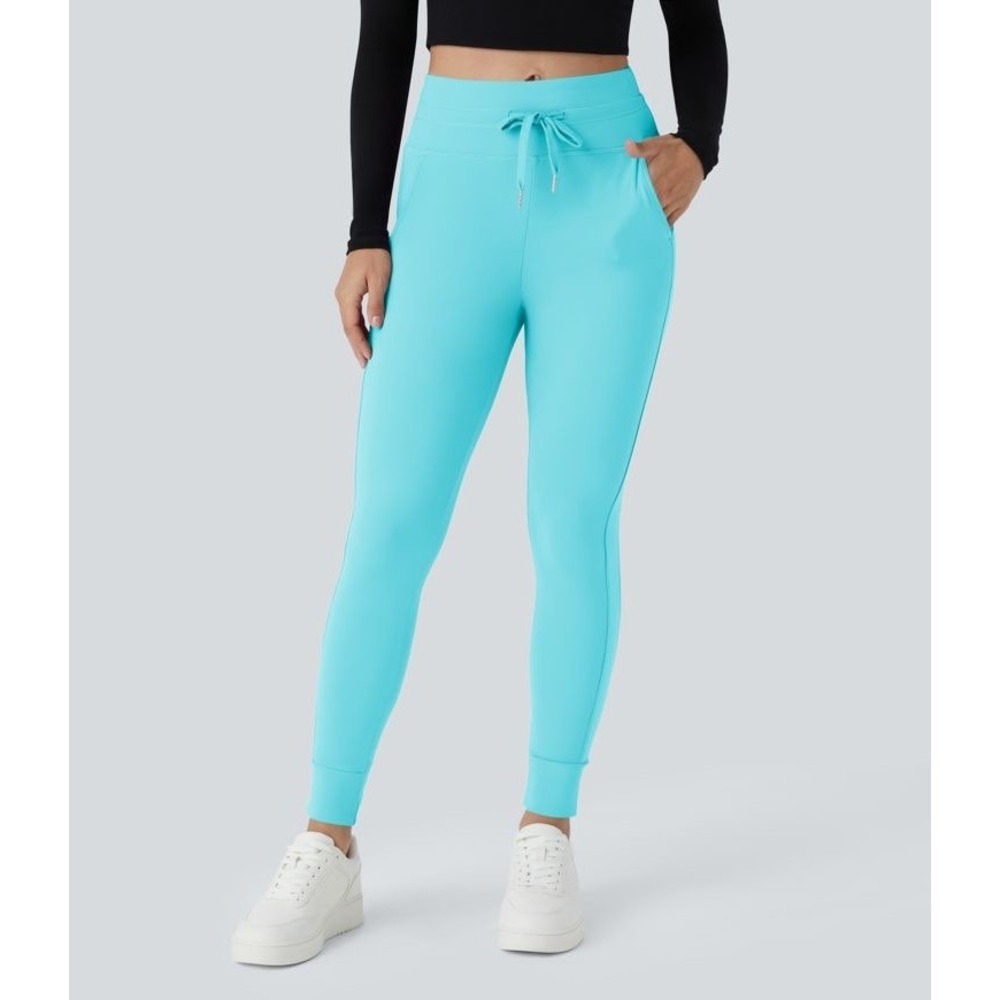 Halara SoftyZero Baroque Blue Athletic Jogger Pants High Waist Drawstring‎ Sz XS